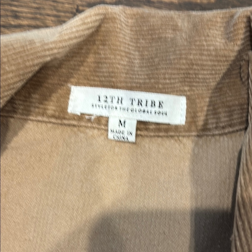 12th Tribe Cropped Teddy Corduroy Jacket in Camel Brown - Picture 5 of 6